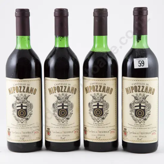 4 bottles 1974 Marchesi Frescobaldi Castello di Nipozzano Chianti Rufina Riserva
