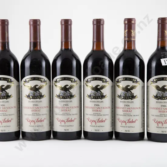 6 bottles 1986 Wolf Blass 'Grey Label' Cabernet Sauvignon - Shiraz