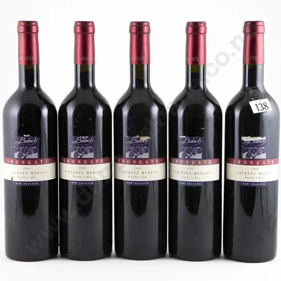 5 bottles 1999 Babich Irongate Cabernet Merlot