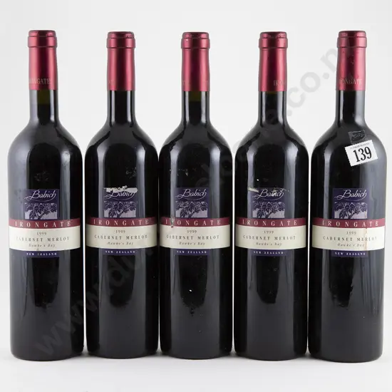 5 bottles 1999 Babich Irongate Cabernet Merlot