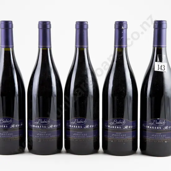 5 bottles 2000 Babich Wines Winemakers' Reserve Pinotage
