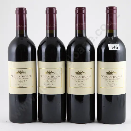 4 bottles 2001 Te Mata Estate Woodthorpe Cabernet/Merlot