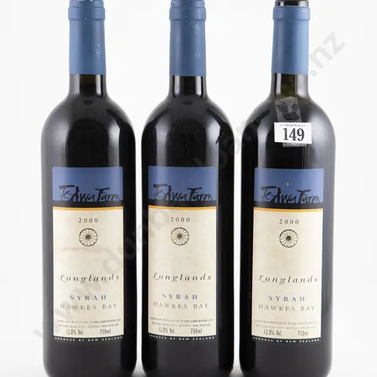 3 bottles 2000 Te Awa Farm Longlands Syrah
