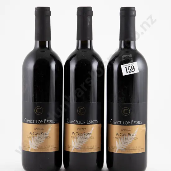 3 bottles 1999 Chancellor Estate Waipara Mt Cass Road Cabernet Sauvignon North Canterbury