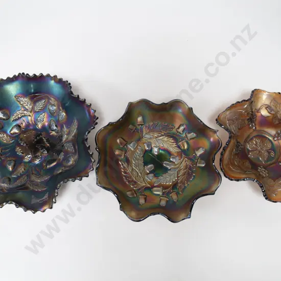 Three Pieces of Carnival Glass