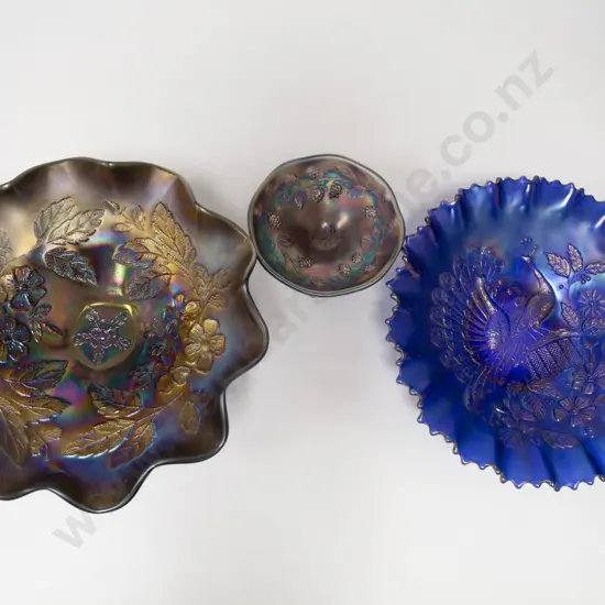 Three Pieces of Carnival Glass