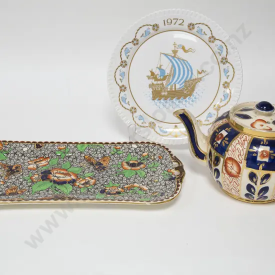 Doulton Tray with Spode Commemorative Plate and Teapot