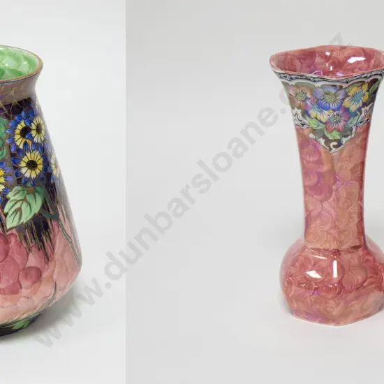 Pair of Maling Lustre Trumpet Vases together with Other Maling Vase (AF) (Ex Lot 8)