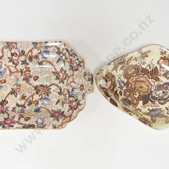 Two Floral Decorated Maling Shallow Dishes