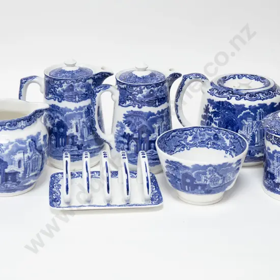 Seven Pieces of "Abbey" Blue & White China