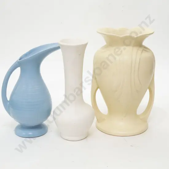Three Pieces of American Pottery With Two Vases and Ewer