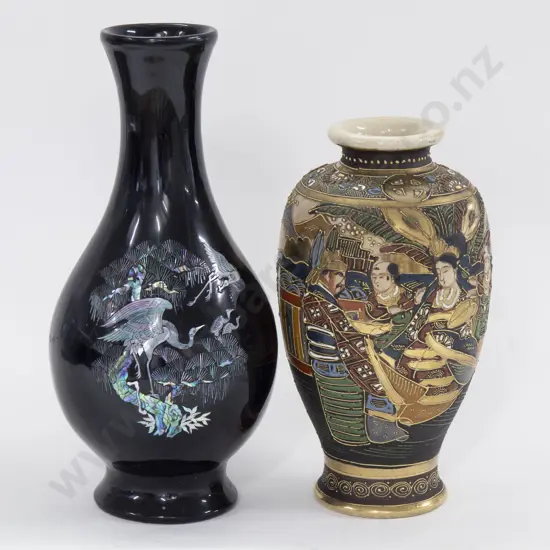 Satsuma Vase Together With Inlaid Vase