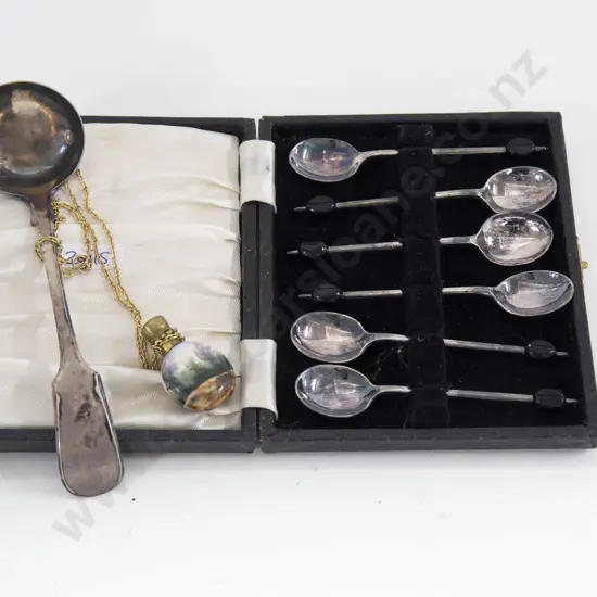 Sliver Spoon and Scent Bottle Together With Boxed Cutlery