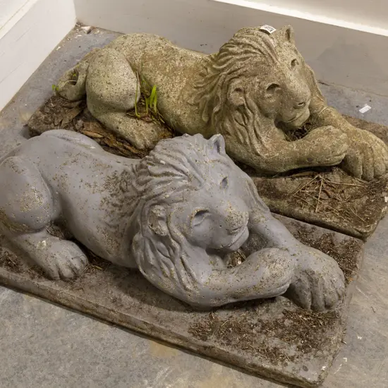 Pair of Lion Garden Ornaments