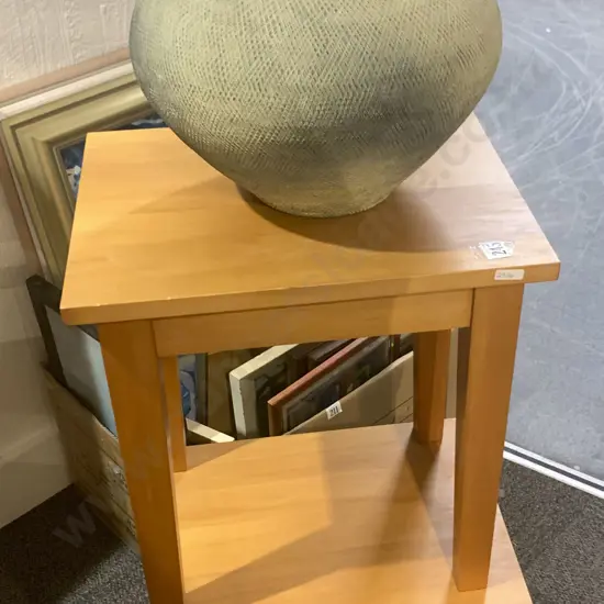 Pair of Small Rimu Side Tables and Flower Pot