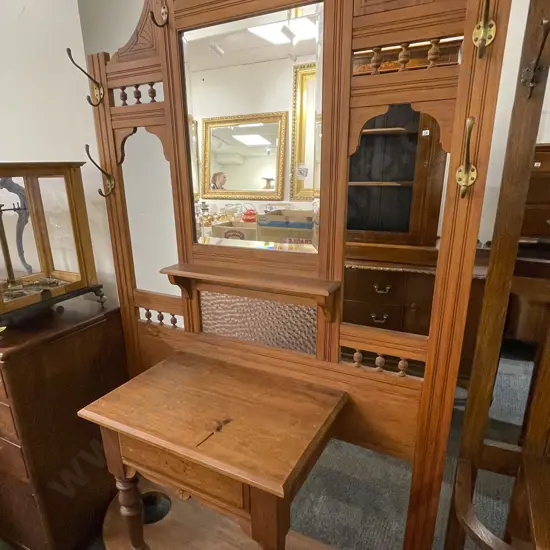 Late 19th Century NZ Colonial Kauri Hall Stand