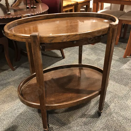 Oak Oval Two Tier Tea Trolley