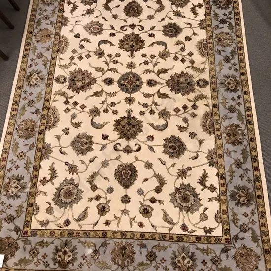 Modern Persian Rug With Floral Design on Cream Ground
