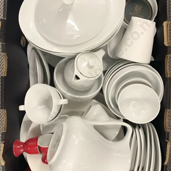 Large Selection of White Dinnerware etc.