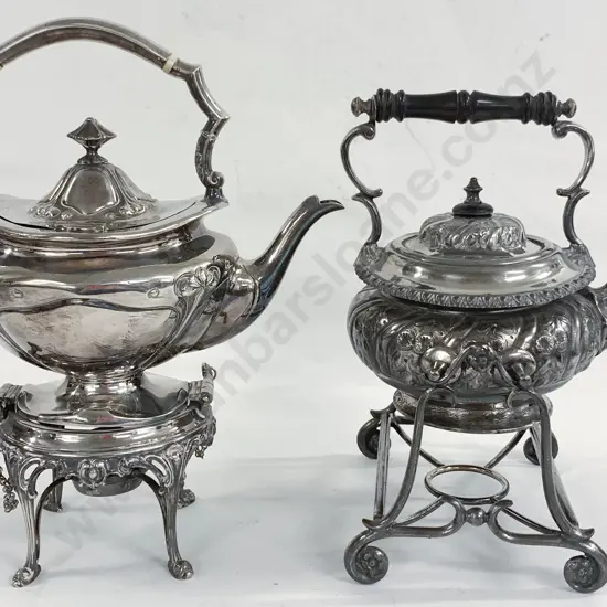 Two Victorian Silver Plate Spirit Kettles (one AF)