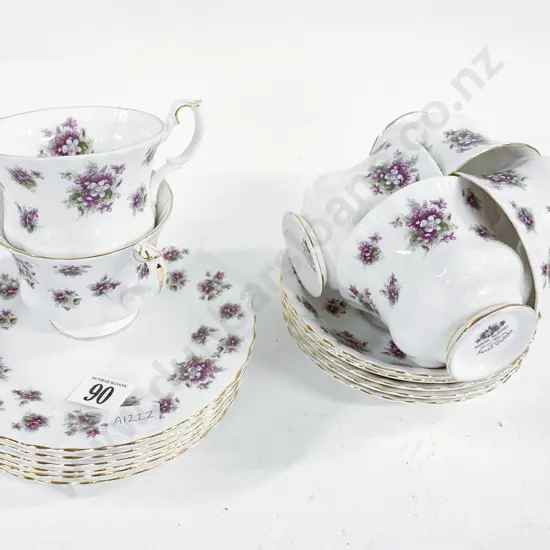 Royal Albert 'Sweet Violets' pattern 6 cup saucer & plates