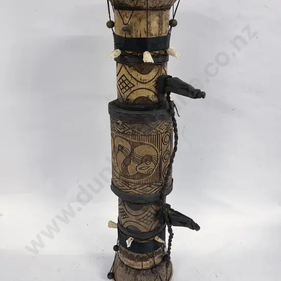 Borneo Tribal Drum Embellished With Teeth