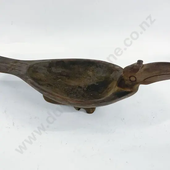 Borneo Tribal Feeding Bowl Formed As Hornbill