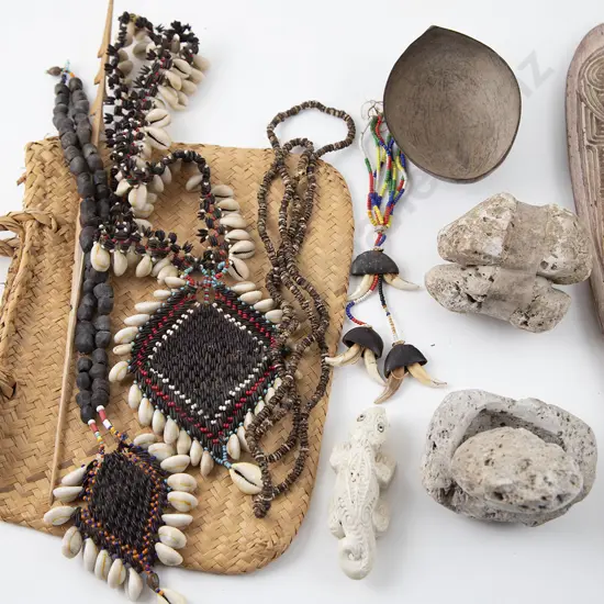 Assorted Pacific Pieces incl. Shell and Other Beads