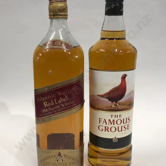 Johnny Walker Red Label Old Scotch Whiskey 1.125L Together With The Famous Grouse Scotch Whiskey 1L