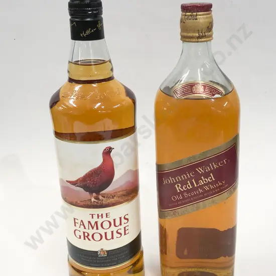 Johnny Walker Red Label Old Scotch Whiskey 1.125L Together With The Famous Grouse Scotch Whiskey 1L