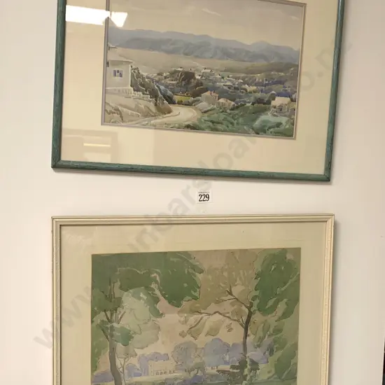 G. Nelson Watercolour "Wellington From Mezzines Road Karori" Together With Other Watercolour By Same Hand