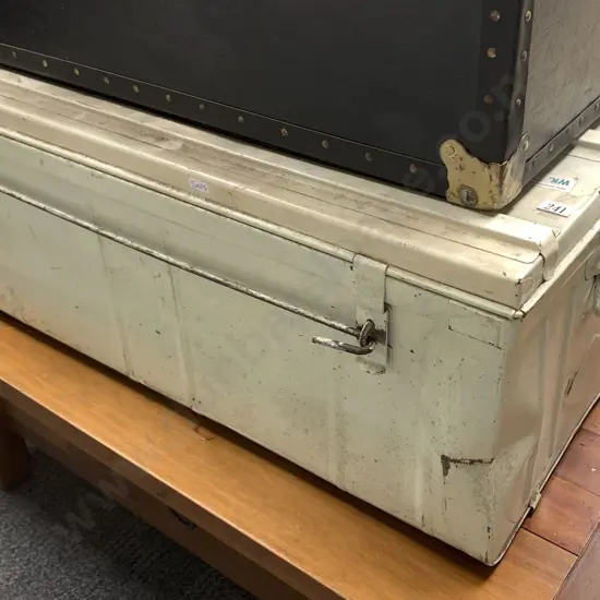 White Painted Tin Trunk