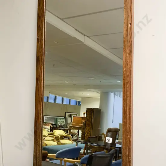 Rectangular Brass Bound Oak Framed Wall Mirror