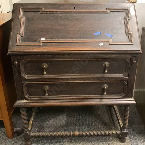 Oak Barley Twist Writing Bureau (Borer)