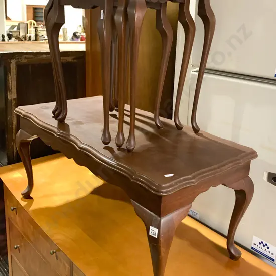 Mahogany Three Piece Nest of Tables Together With Coffee Table
