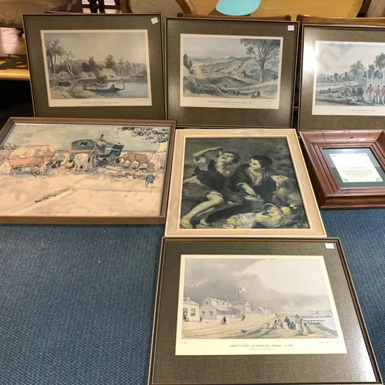 Seven Framed Prints incl. Historical