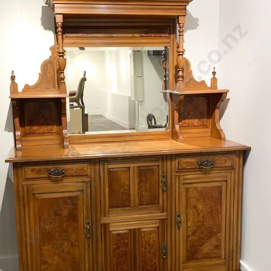 NZ Colonial Small Proportion Kauri Mirror Back Sideboard