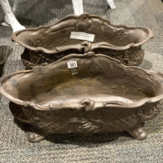 Pair Reproduction Victorian Cast Iron Garden Planters