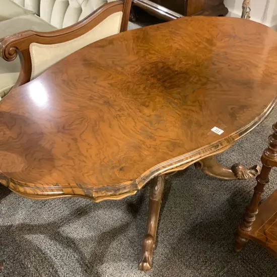 Modern Walnut Serpentine Shaped Coffee Table