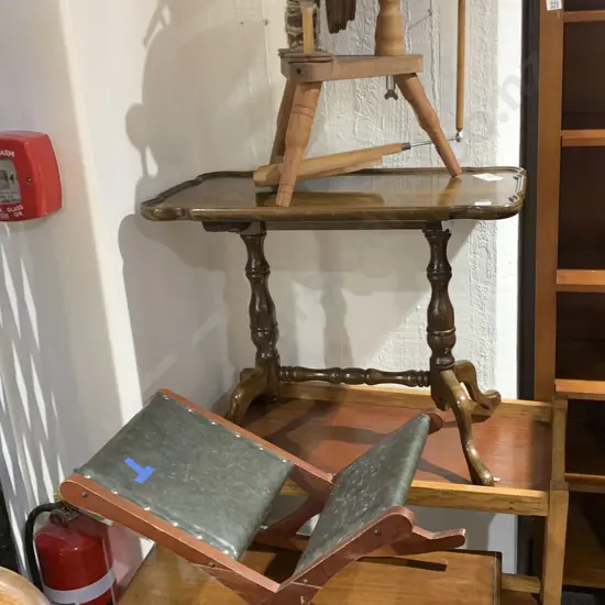 Two Side Tables with tea trolley & footstool