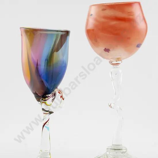 Two Hand Blown Glasses one signed & dated Viesnik 99