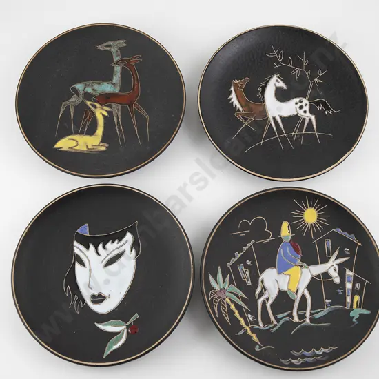 Four Ruscha Pottery plates