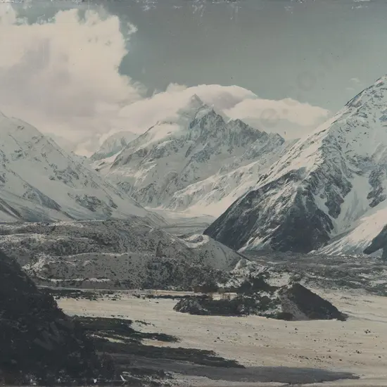 Whites Aviation Hand Coloured Photo of Mt Cook