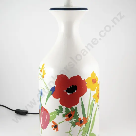Ceramic Lamp Base Featuring a Flower Motif in the Manner of Andy Warhol