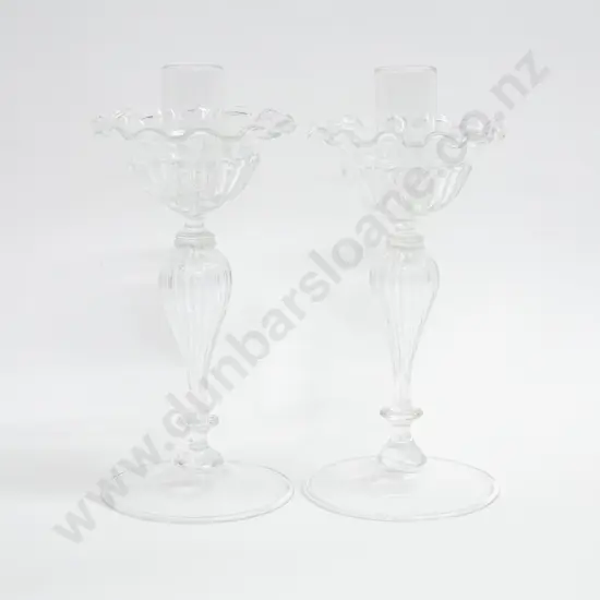 Pair of Antique Glass Candle Holders