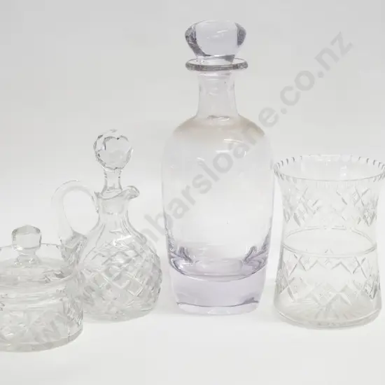 Four Pieces of Crystal and Glass including Decanter and Vase