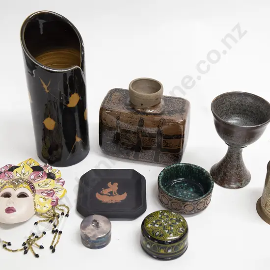 Quantity or Assorted Pottery and Trinket Boxes etc including Poole Vase