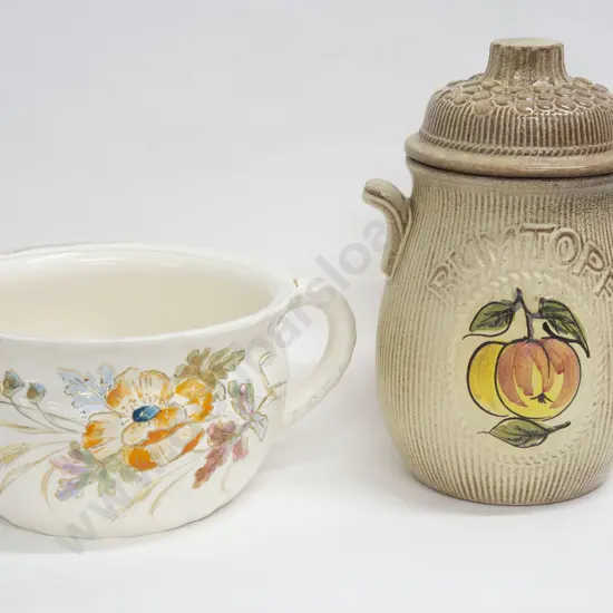 Ceramic Rumtopf Crock together with Chamber Pot