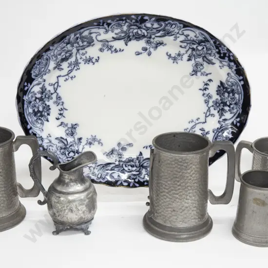 Victorian Meat Platter Together With Quantity of Pewter Tankards etc.