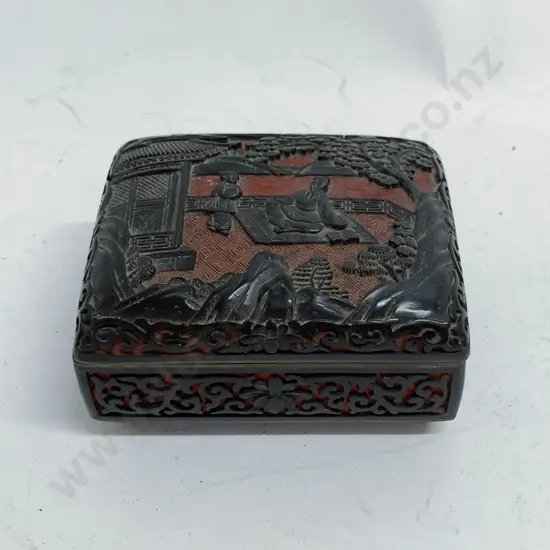 Cinnabar Lacquer Cloisonné Trinket Box